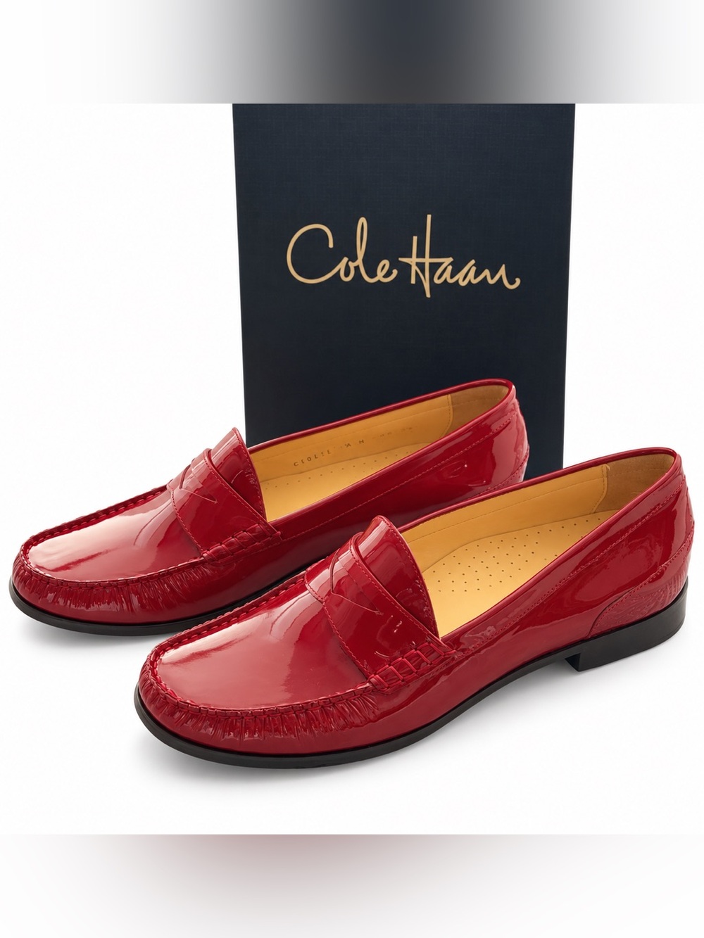 2009 Vintage Cole Haan Red Patent Penny Loafers size 9